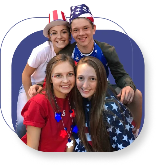 Happy high school students on a event of American School of Porto.